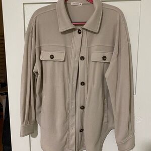 12th Tribe Beige Button-Up flannel